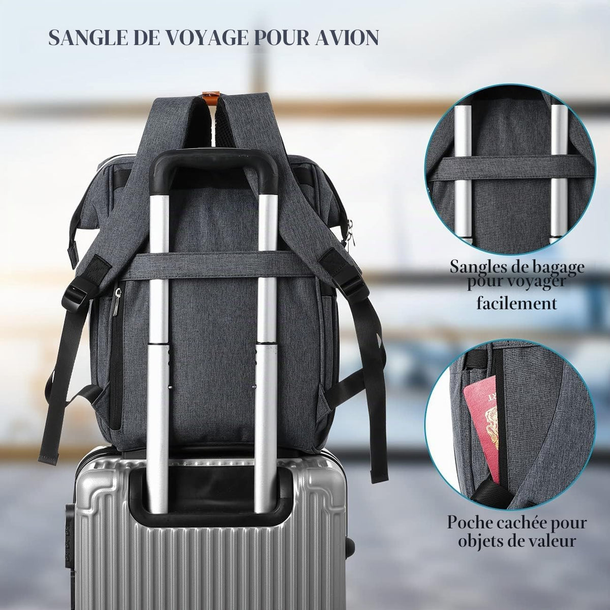 Sac à Dos Femme – Ordinateur Portable 15,6" & 17,3", Port USB, Poche RFID, Grande Capacité – École, Travail, Voyage
