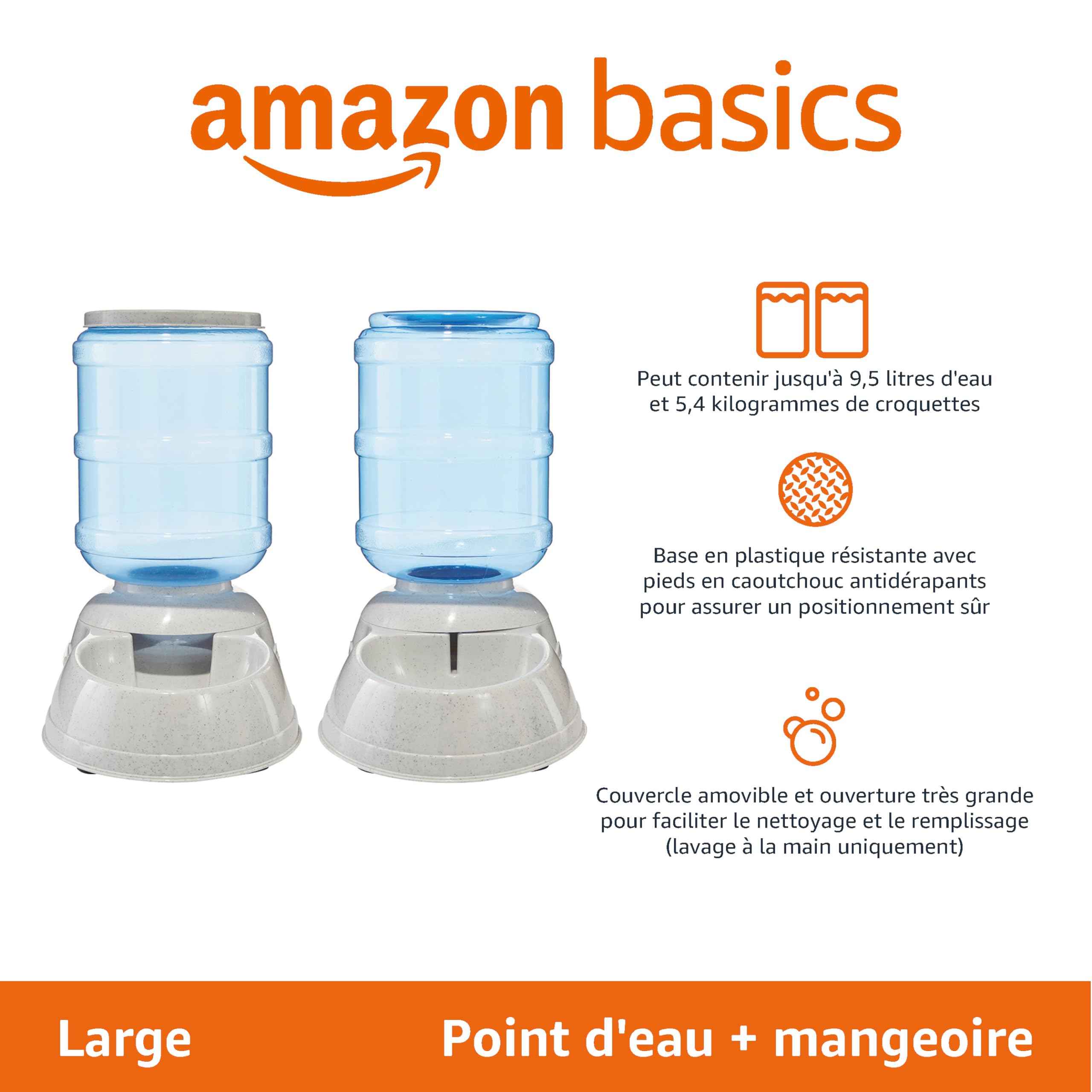 Amazon Basics Distributeur d'eau 1 gallons pour Chiens et chats, 3.8 litres, Petite taille, Transparent