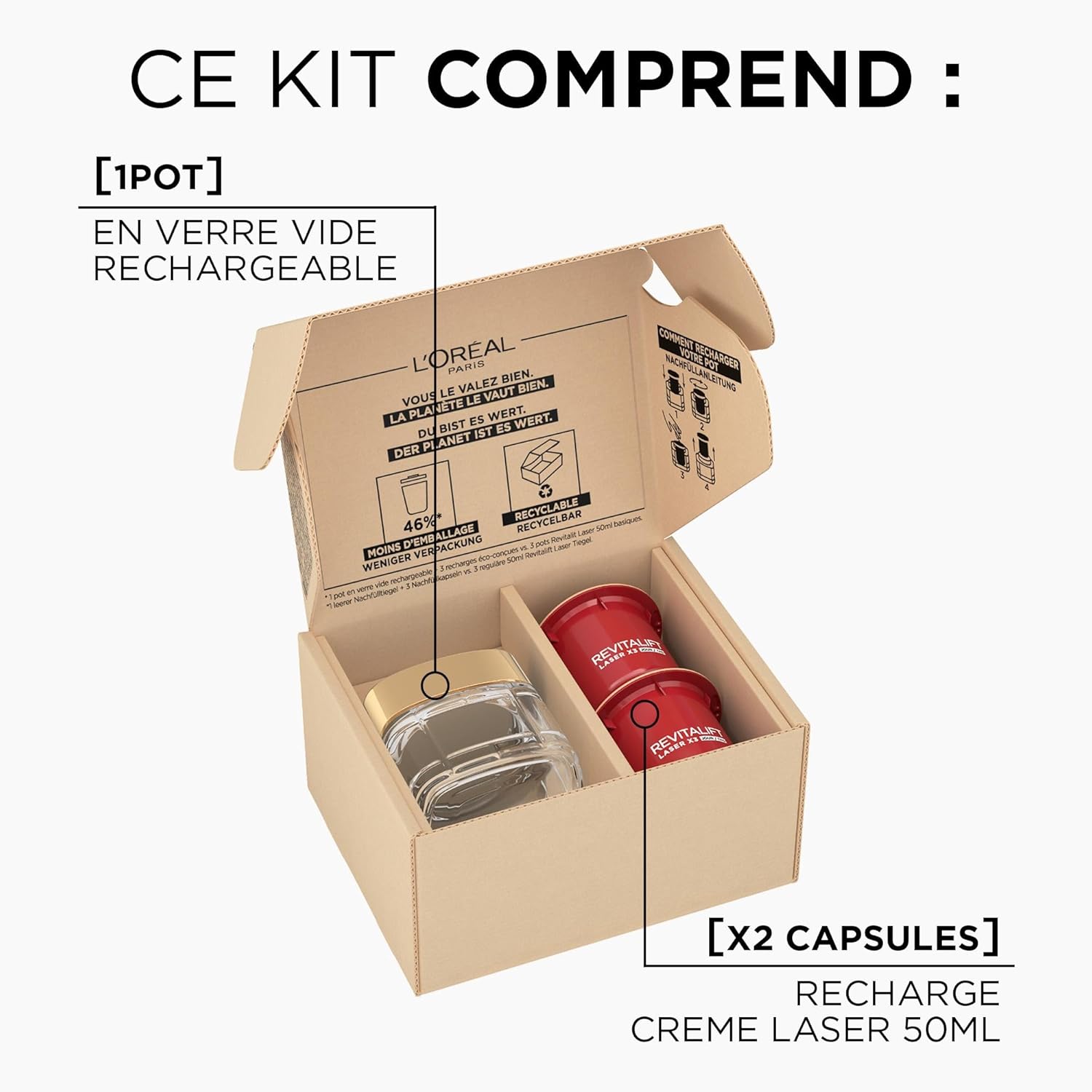 L'Oréal Paris Revitalift Laser X3 - Crème de Jour Anti-Âge FPS 25 - Acide Hyaluronique, Pro-Rétinol & Vitamine C - 50ml