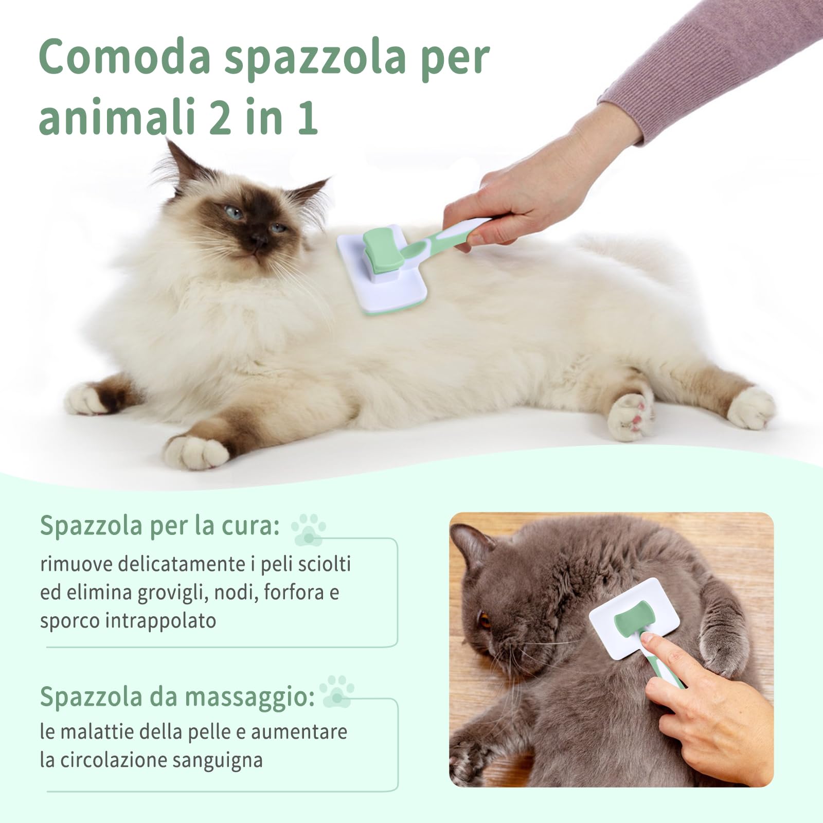 Brosse Autonettoyante Vinabo Chien & Chat – Poils Longs & Courts, Démêlané Doux