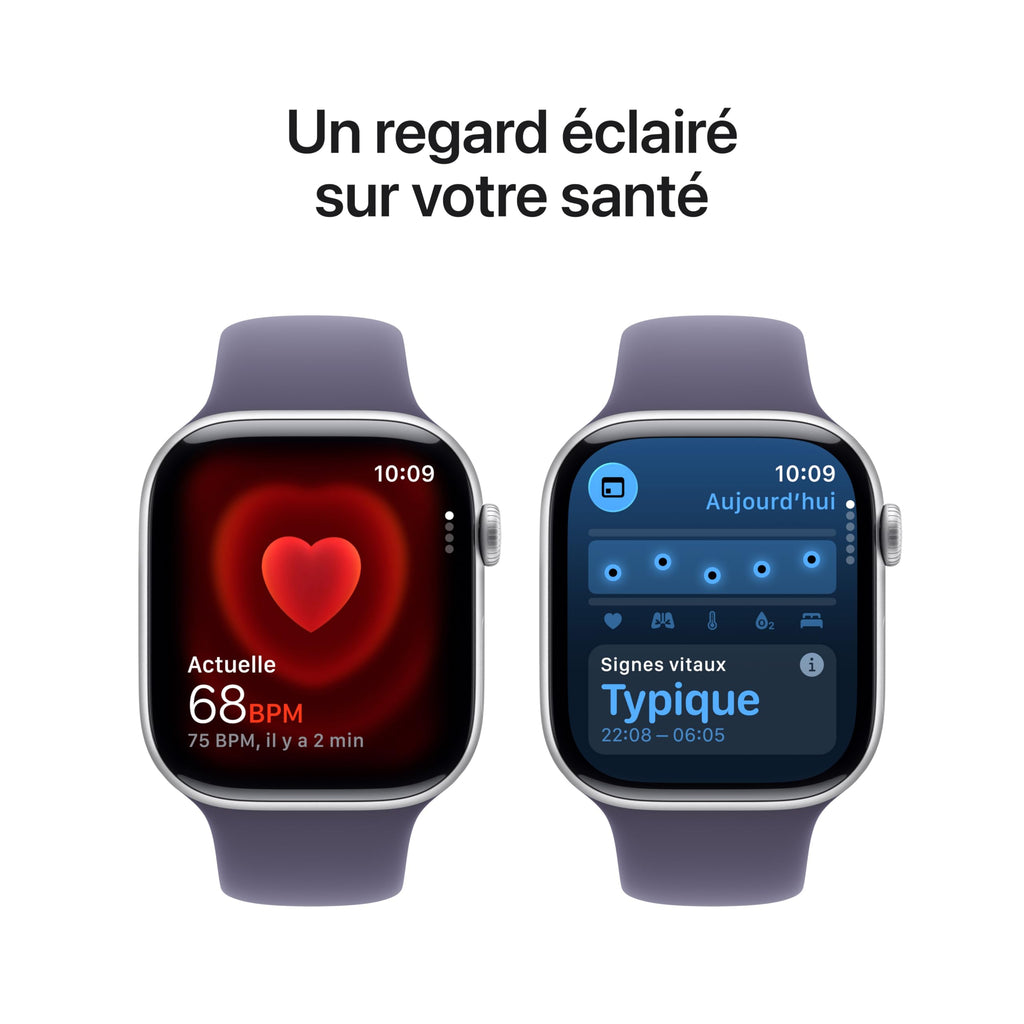 Apple Watch Series 11 GPS + Cellular 46 mm – Boîtier Gris sidéral, Bracelet Sport Noir