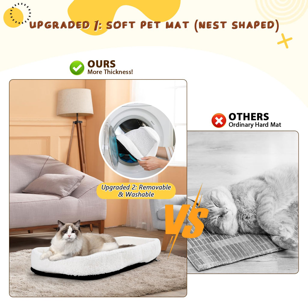 Romon Sac Transport Chat, Caisse de Transport Chien Respirant et Pliable jusqu'à 6 kg, Transporteurs avec Matelas en Peluche, Boîte de Transport avec Bandoulière Réglable, 17.3x11x9.8 inch, Noir