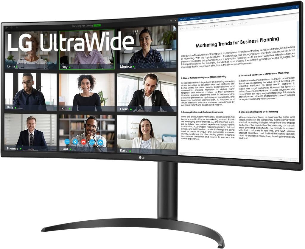 LG UltraWide 34WR55QK-B 34'' – Écran PC 21:9 QHD 3440x1440, Dalle VA 100Hz 5ms, HDR10, sRGB 99%, Réglable en Hauteur, Mode Portrait
