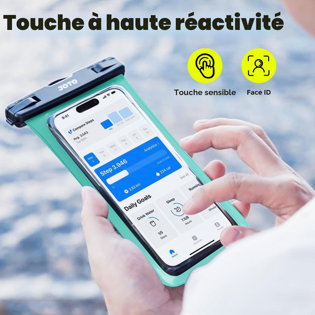 JOTO Pochette Étanche Smartphone IPX8 – Lot de 2, Compatible iPhone 17 à 11, Samsung Galaxy, Redmi, jusqu'à 7 Pouces