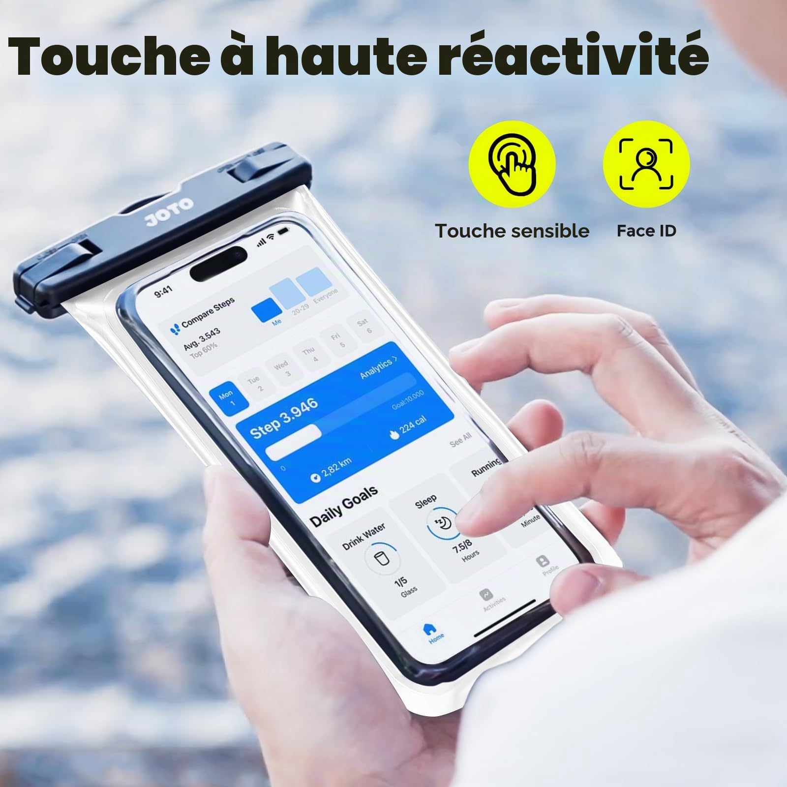 JOTO Pochette Étanche Smartphone IPX8 – Lot de 2, Compatible iPhone 17 à 11, Samsung Galaxy, Redmi, jusqu'à 7 Pouces