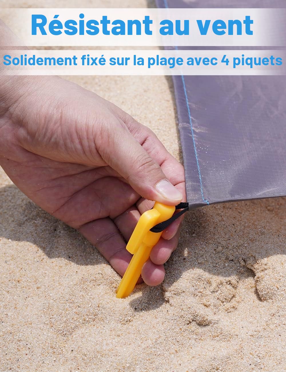 Tapis de Plage Anti-Sable XXL – Jusqu'à 300×275 cm, Imperméable, Compact, 4 Ancres, Polyester 210T – Plage, Camping, Pique-Nique