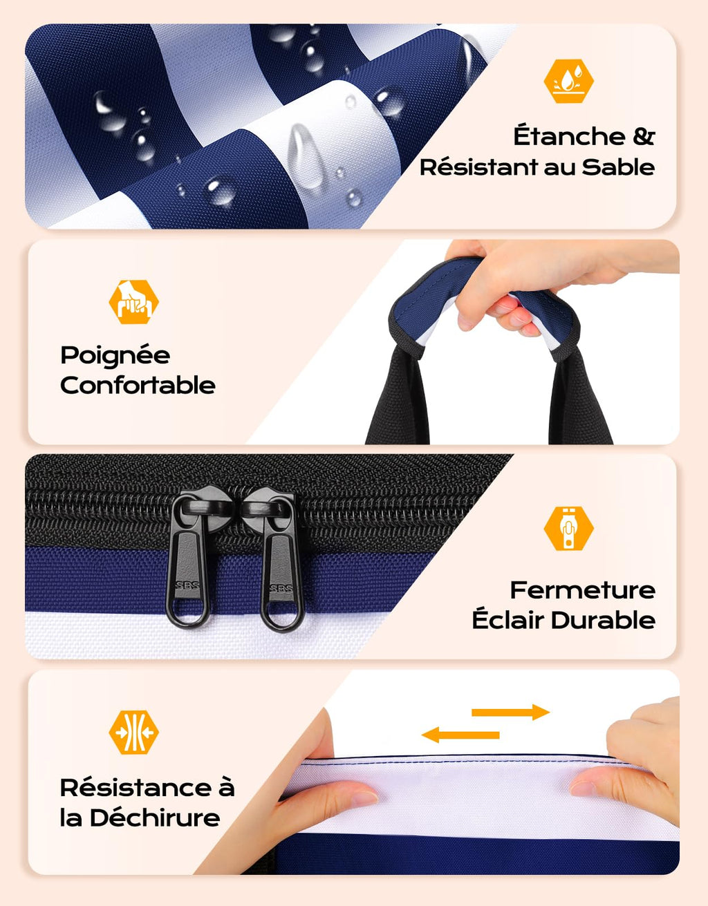 CIRYCASE Sac de Plage XXL 54L avec Isotherme Détachable – Étanche, Compartiment Sec-Humide, Pliable, Femme/Famille