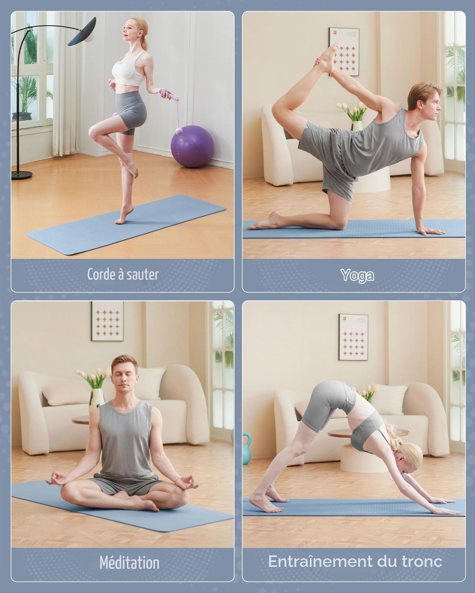 Good Nite Tapis de Yoga de Gymnastique de Exercice Fitness Tapis Fitness Antidérapant de Sport de Pilates avec Sangle de Transport 183 x 61 x 0,6 cm