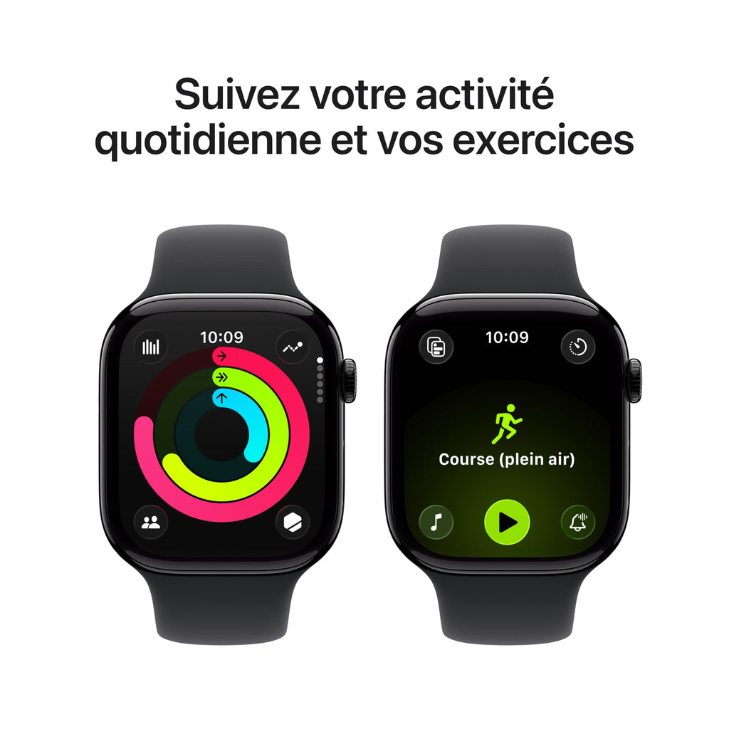 Apple Watch Series 11 GPS + Cellular 46 mm – Boîtier Gris sidéral, Bracelet Sport Noir