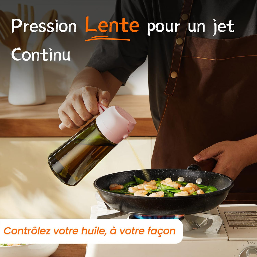 TrendPlain Vaporisateur Huile Cuisine 470ml – Spray 2-en-1 Air Fryer, Salades & Cuisson (Noir)