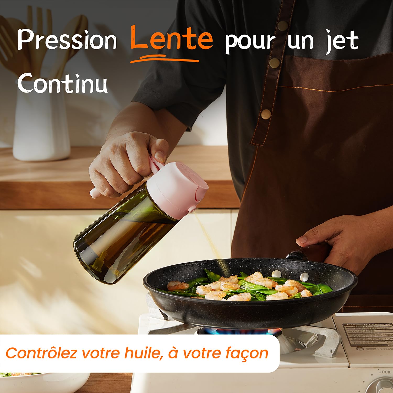 TrendPlain Vaporisateur Huile Cuisine 470ml – Spray 2-en-1 Air Fryer, Salades & Cuisson (Noir)