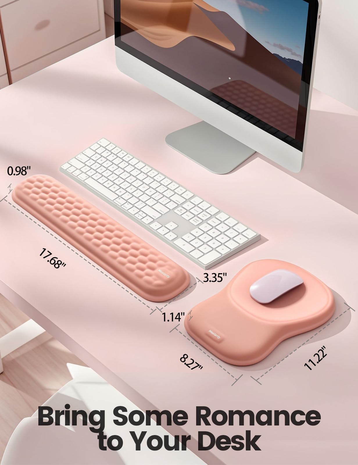 Meatanty Tapis de Souris Ergonomique avec Repose-Poignet en Mousse Mémoire – Antidérapant, Gaming & Bureau