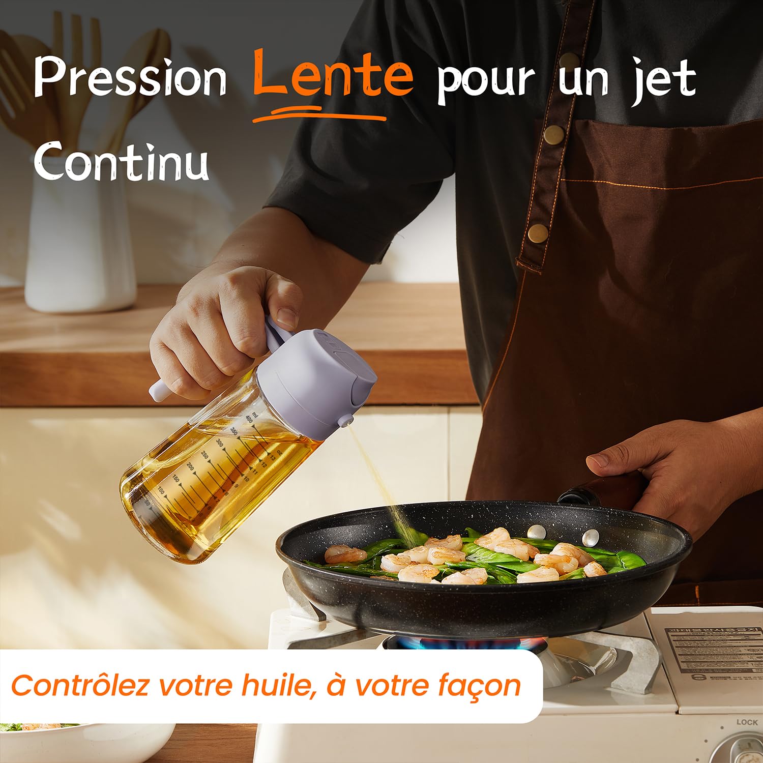 TrendPlain Vaporisateur Huile Cuisine 470ml – Spray 2-en-1 Air Fryer, Salades & Cuisson (Noir)