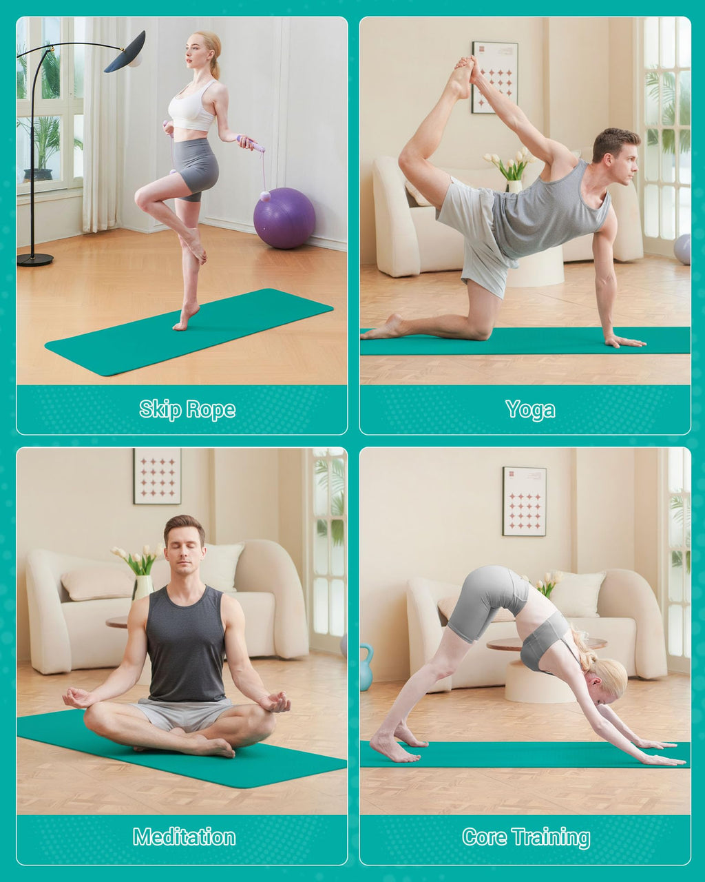 Good Nite Tapis de Yoga de Gymnastique de Exercice Fitness Tapis Fitness Antidérapant de Sport de Pilates avec Sangle de Transport 183 x 61 x 0,6 cm