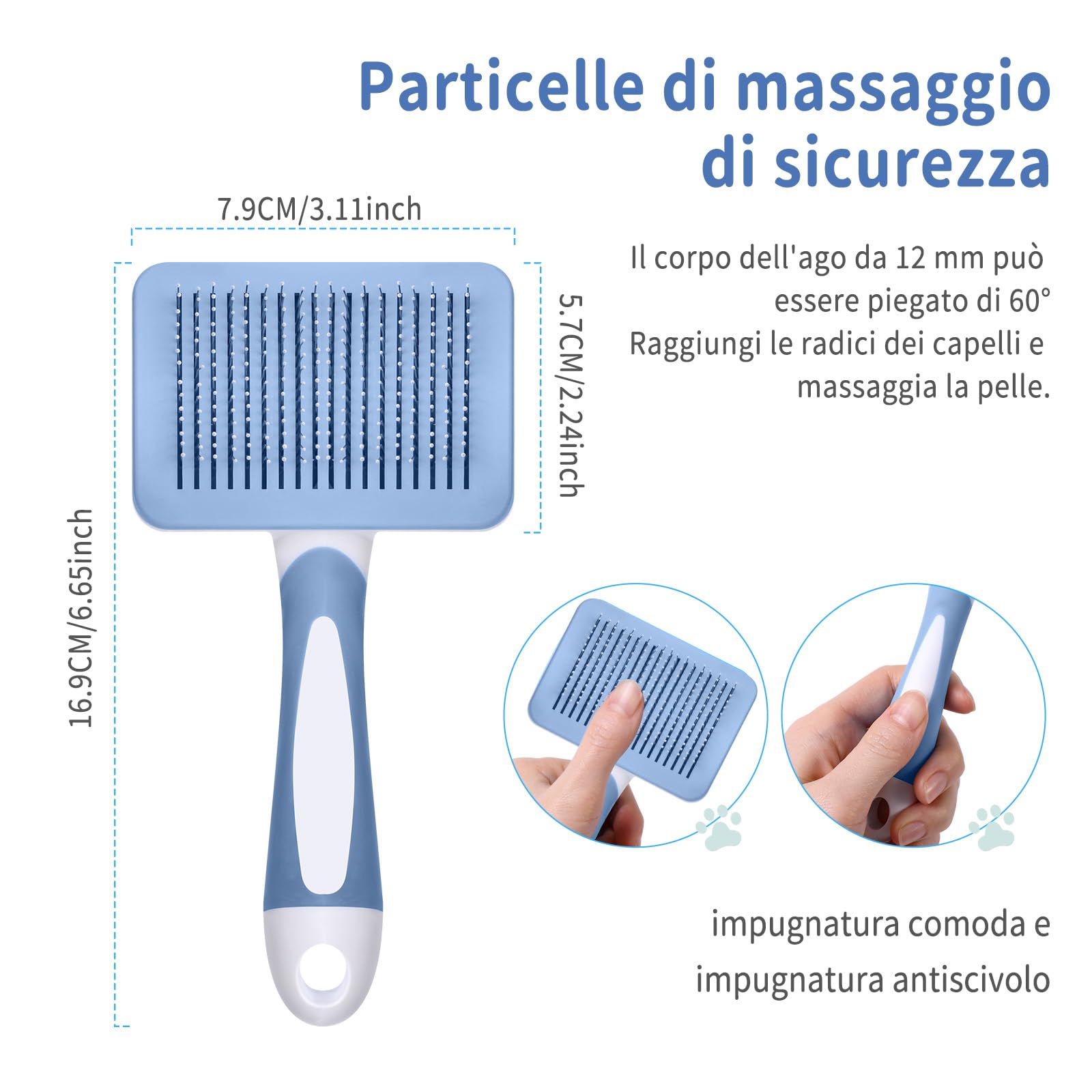 Brosse Autonettoyante Vinabo Chien & Chat – Poils Longs & Courts, Démêlané Doux