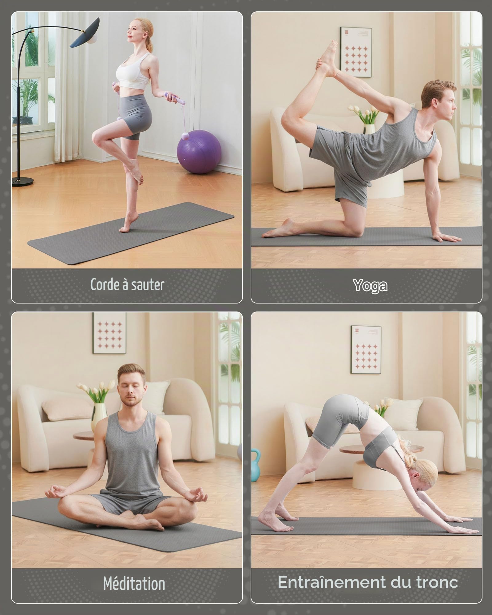 Good Nite Tapis de Yoga de Gymnastique de Exercice Fitness Tapis Fitness Antidérapant de Sport de Pilates avec Sangle de Transport 183 x 61 x 0,6 cm