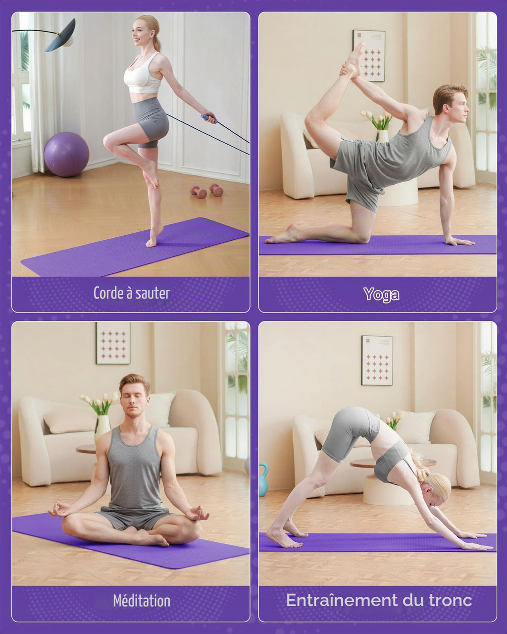 Good Nite Tapis de Yoga de Gymnastique de Exercice Fitness Tapis Fitness Antidérapant de Sport de Pilates avec Sangle de Transport 183 x 61 x 0,6 cm