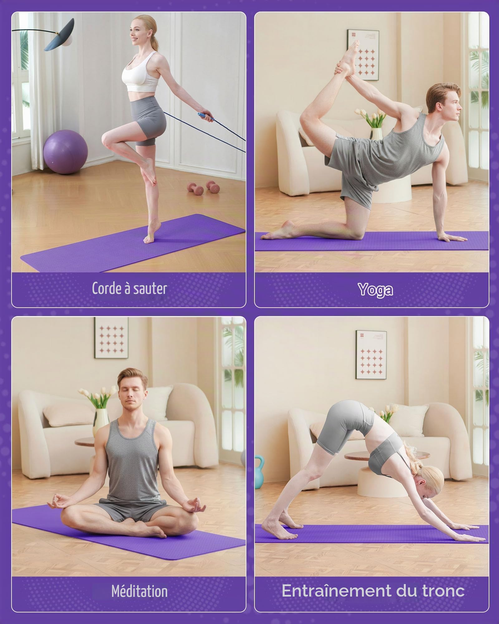 Good Nite Tapis de Yoga de Gymnastique de Exercice Fitness Tapis Fitness Antidérapant de Sport de Pilates avec Sangle de Transport 183 x 61 x 0,6 cm