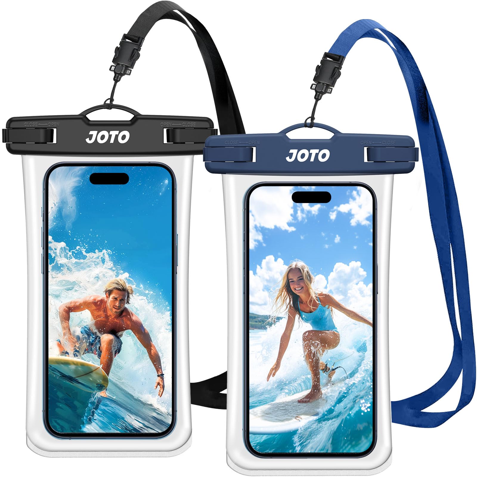 JOTO Pochette Étanche Smartphone IPX8 – Lot de 2, Compatible iPhone 17 à 11, Samsung Galaxy, Redmi, jusqu'à 7 Pouces
