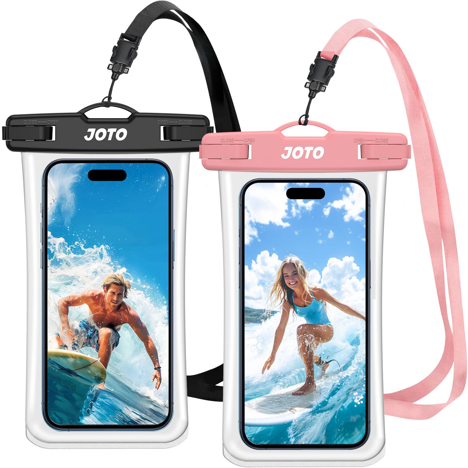 JOTO Pochette Étanche Smartphone IPX8 – Lot de 2, Compatible iPhone 17 à 11, Samsung Galaxy, Redmi, jusqu'à 7 Pouces