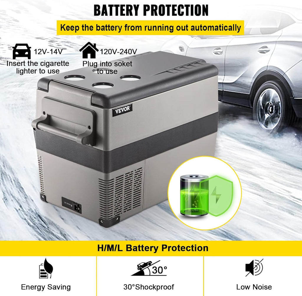 VEVOR Glacière Électrique Voiture, 45 L, Réfrigérateur Portable à Compression, 60 W, Mini Frigo, 69,3x34,5x45,6 cm, Glacière Électrique, Mini Congélateur Compresseur pour Maison/Voiture/Camping