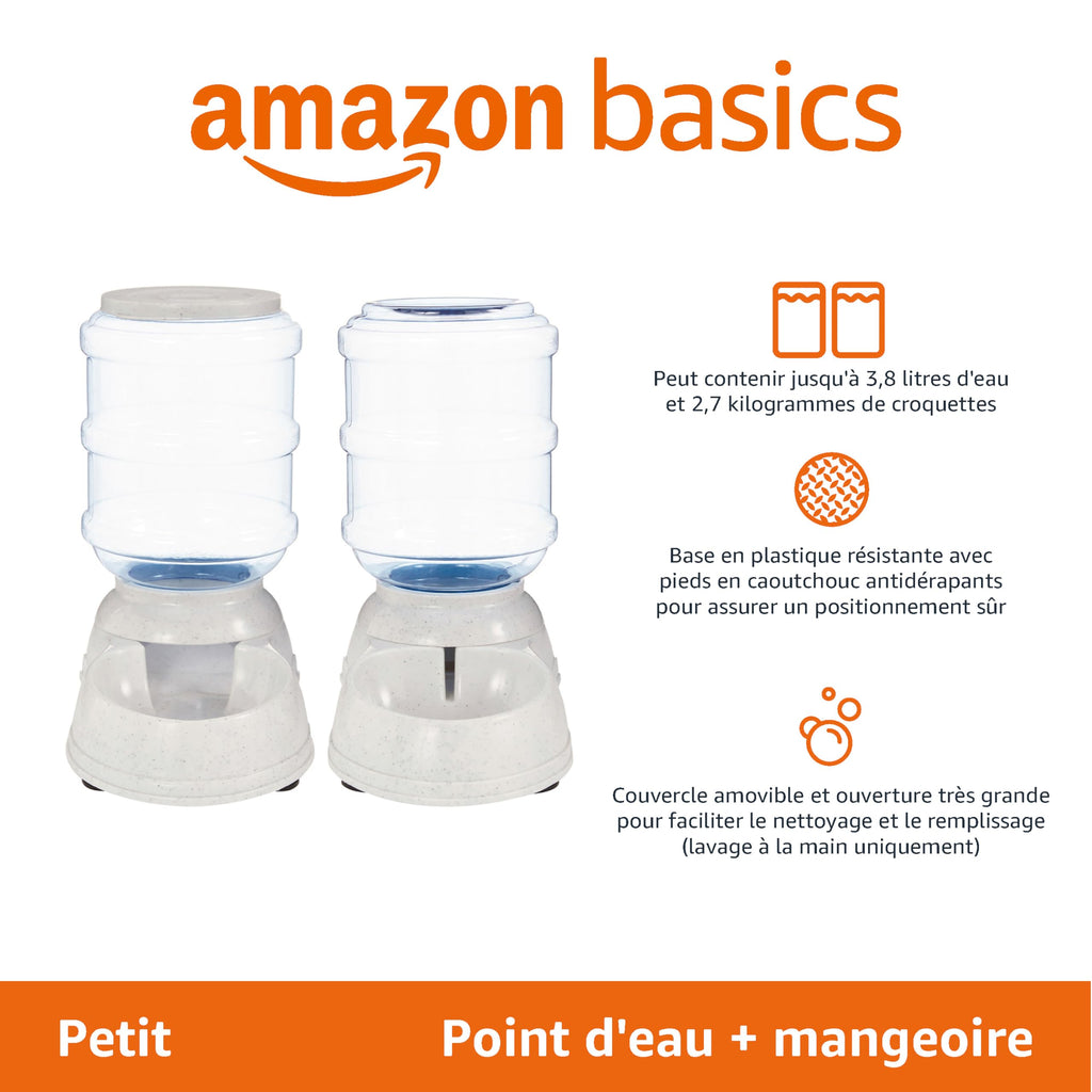 Amazon Basics Distributeur d'eau 1 gallons pour Chiens et chats, 3.8 litres, Petite taille, Transparent