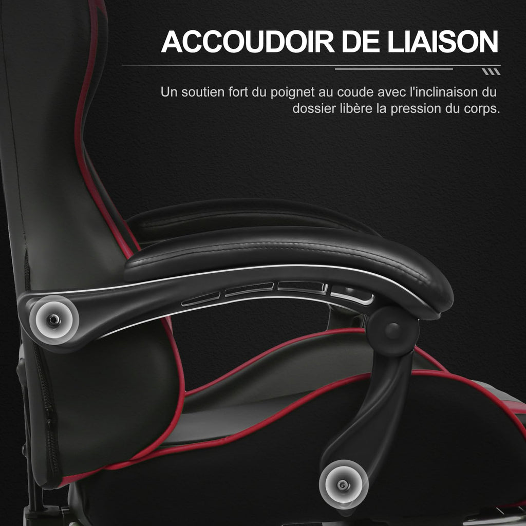 GTPLAYER Chaise Gaming Ergonomique, Fauteuil Gamer, Chaise Bureau, Dossier réglable à 135°, Hauteur Réglable, Repose-Pieds rétractables, Simili Cuir, Supporte 150 kg, Bleu