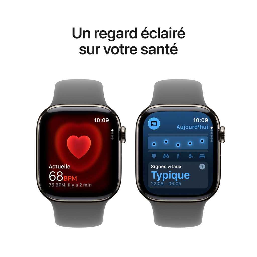 Apple Watch Series 11 GPS + Cellular 46 mm – Boîtier Gris sidéral, Bracelet Sport Noir