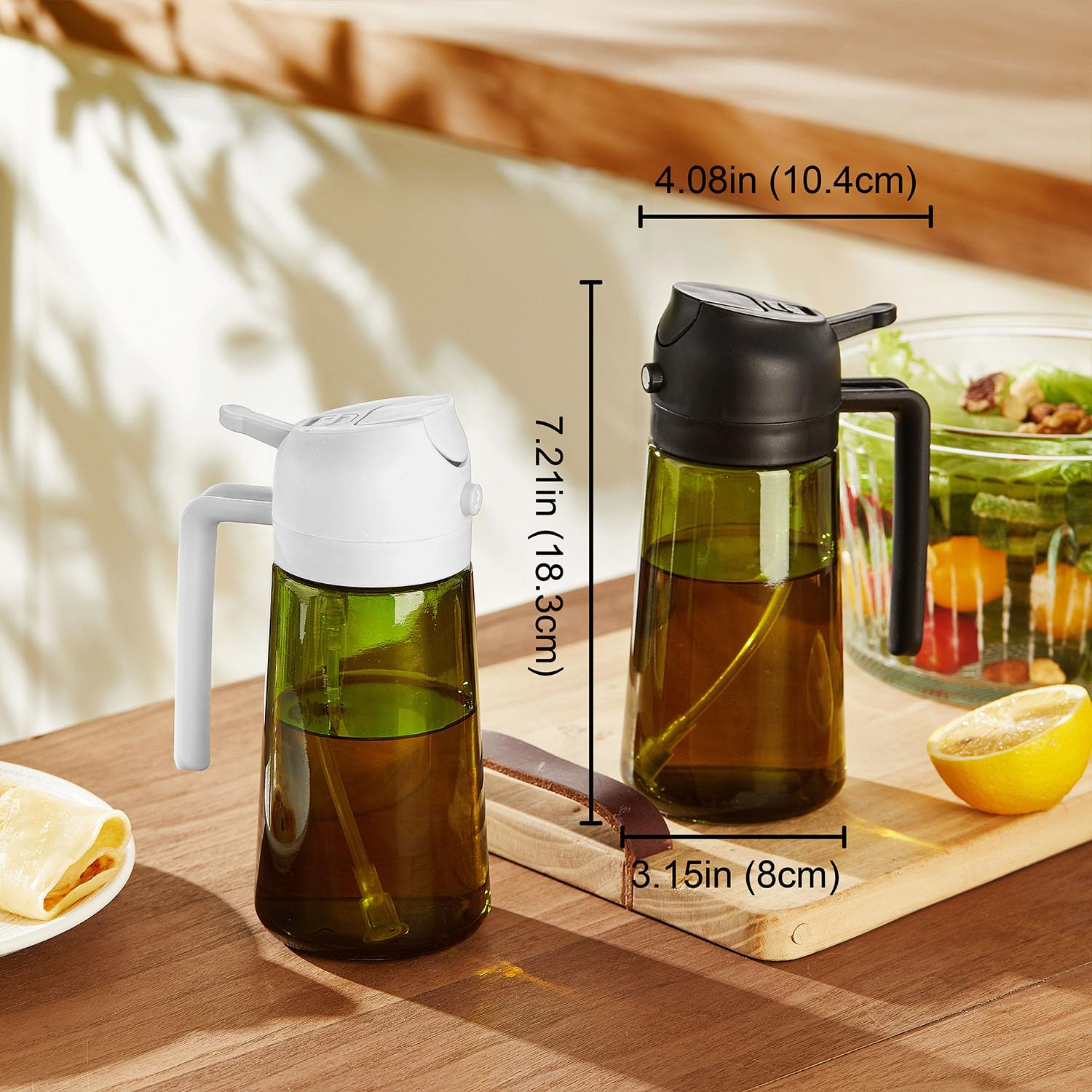 TrendPlain Vaporisateur Huile Cuisine 470ml – Spray 2-en-1 Air Fryer, Salades & Cuisson (Noir)