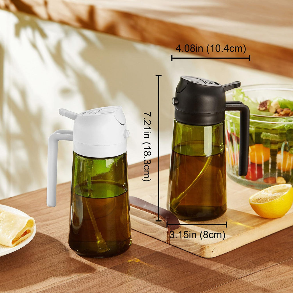 TrendPlain Vaporisateur Huile Cuisine 470ml – Spray 2-en-1 Air Fryer, Salades & Cuisson (Noir)