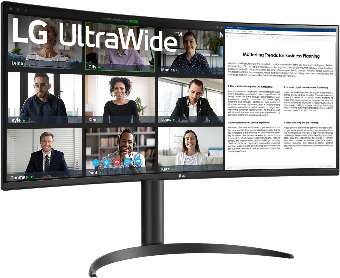LG UltraWide 34WR55QK-B 34'' – Écran PC 21:9 QHD 3440x1440, Dalle VA 100Hz 5ms, HDR10, sRGB 99%, Réglable en Hauteur, Mode Portrait