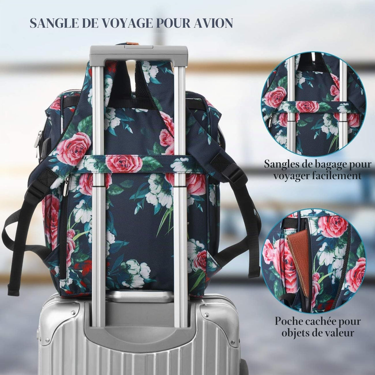 Sac à Dos Femme – Ordinateur Portable 15,6" & 17,3", Port USB, Poche RFID, Grande Capacité – École, Travail, Voyage