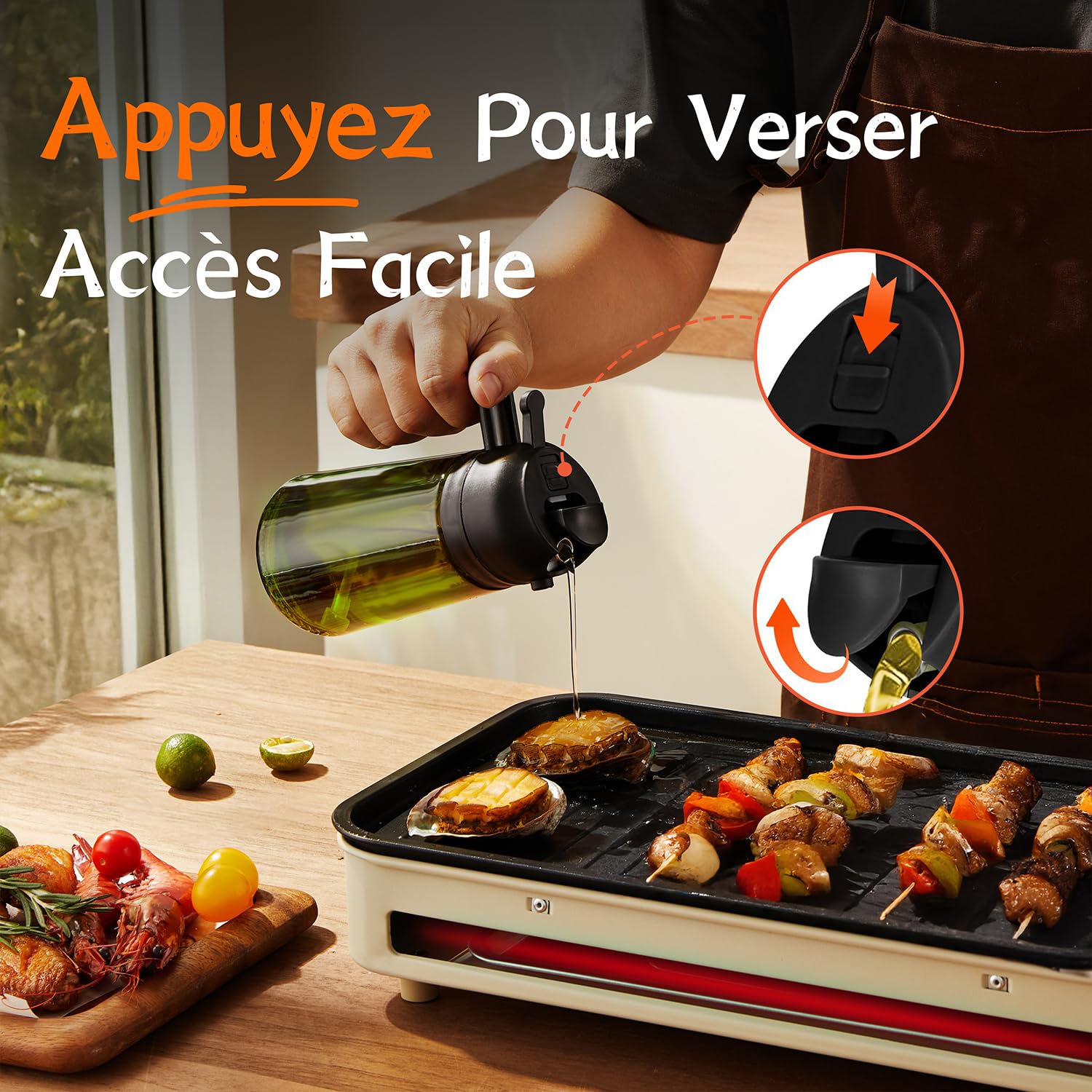 TrendPlain Vaporisateur Huile Cuisine 470ml – Spray 2-en-1 Air Fryer, Salades & Cuisson (Noir)