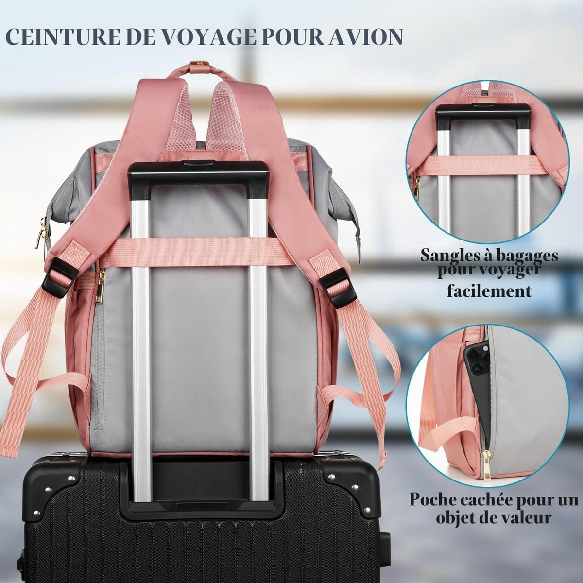 Sac à Dos Femme – Ordinateur Portable 15,6" & 17,3", Port USB, Poche RFID, Grande Capacité – École, Travail, Voyage