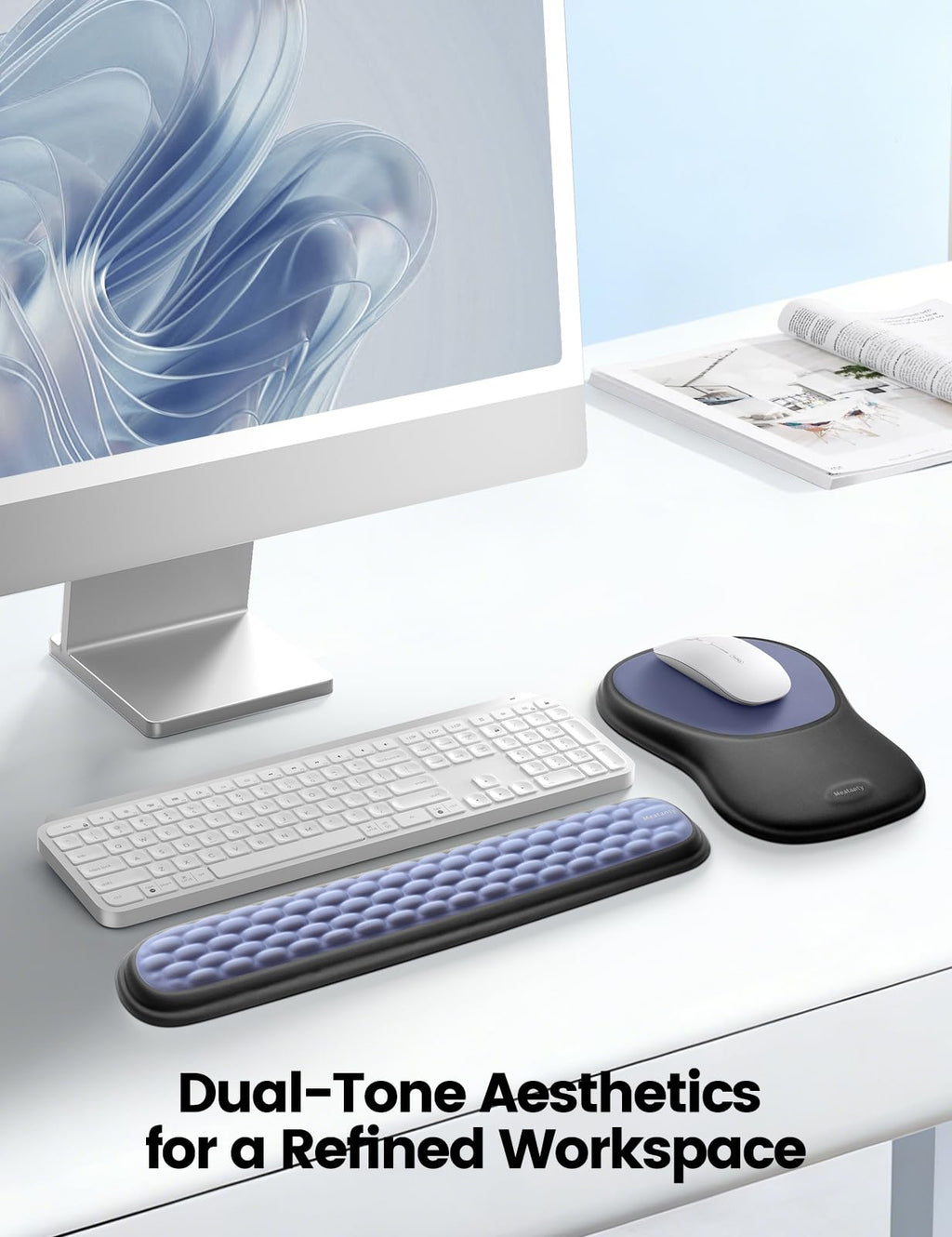 Meatanty Tapis de Souris Ergonomique avec Repose-Poignet en Mousse Mémoire – Antidérapant, Gaming & Bureau