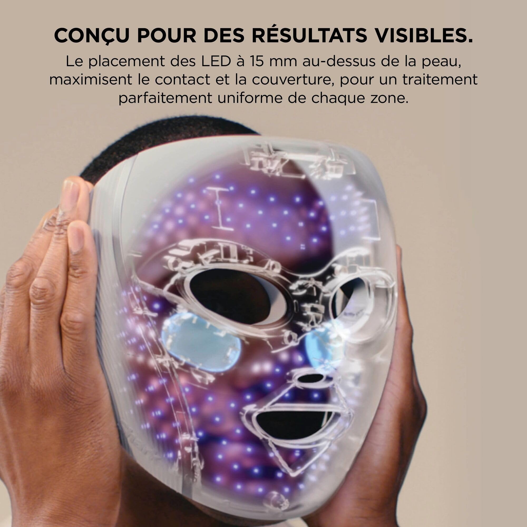 Masque LED Shark CryoGlow avec rafraîchissement du contour des yeux, LED rouge et bleue, Photothérapie par lumière infrarouge, USB-C, Télécommande, Sac de rangement, Sangles réglables
