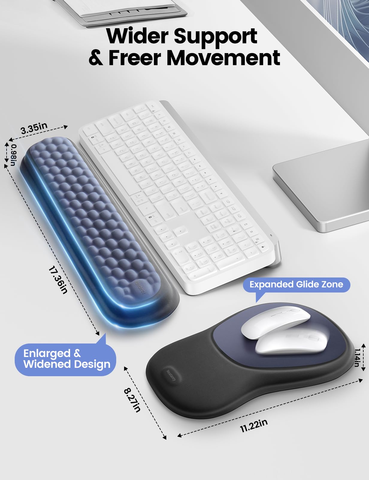 Meatanty Tapis de Souris Ergonomique avec Repose-Poignet en Mousse Mémoire – Antidérapant, Gaming & Bureau