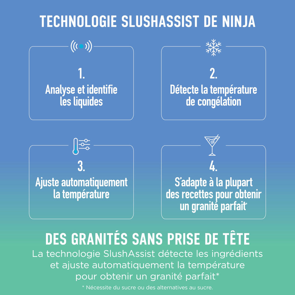Ninja SLUSHi Machine à boissons glacées, granités, cocktails, frappés, milkshakes et jus glacés, vu sur TikTok, sans glace ni préparation requises, capacité 1,9 l, bleu et gris FS301EU