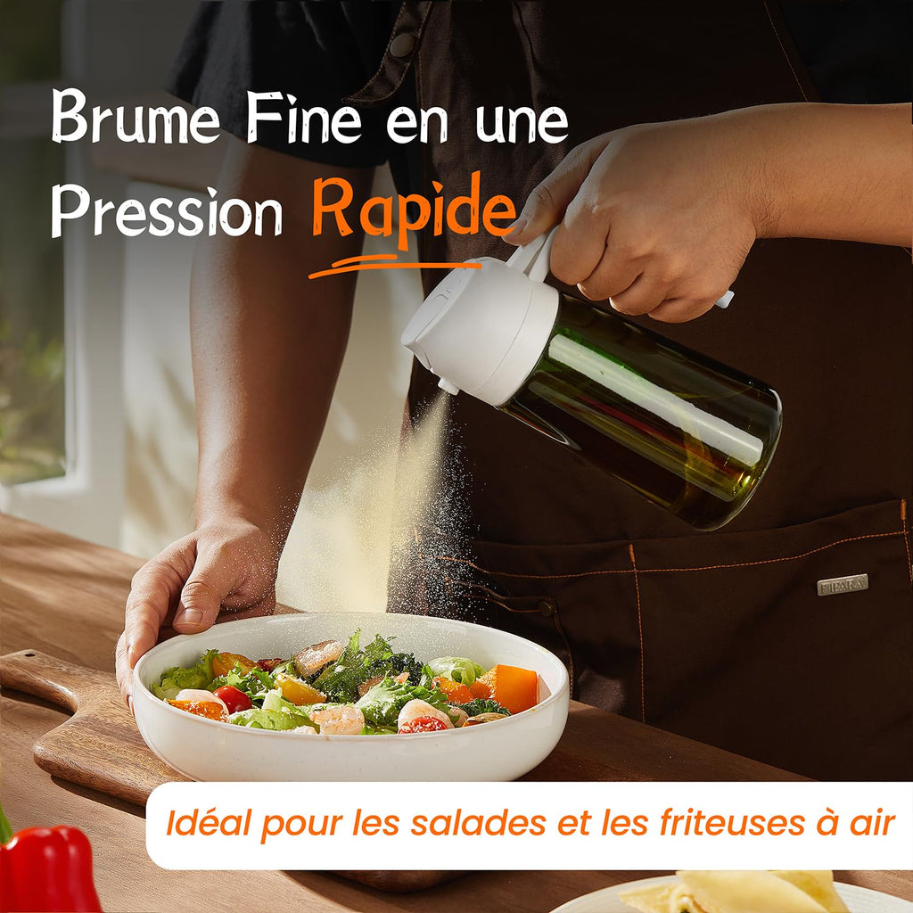 TrendPlain Vaporisateur Huile Cuisine 470ml – Spray 2-en-1 Air Fryer, Salades & Cuisson (Noir)