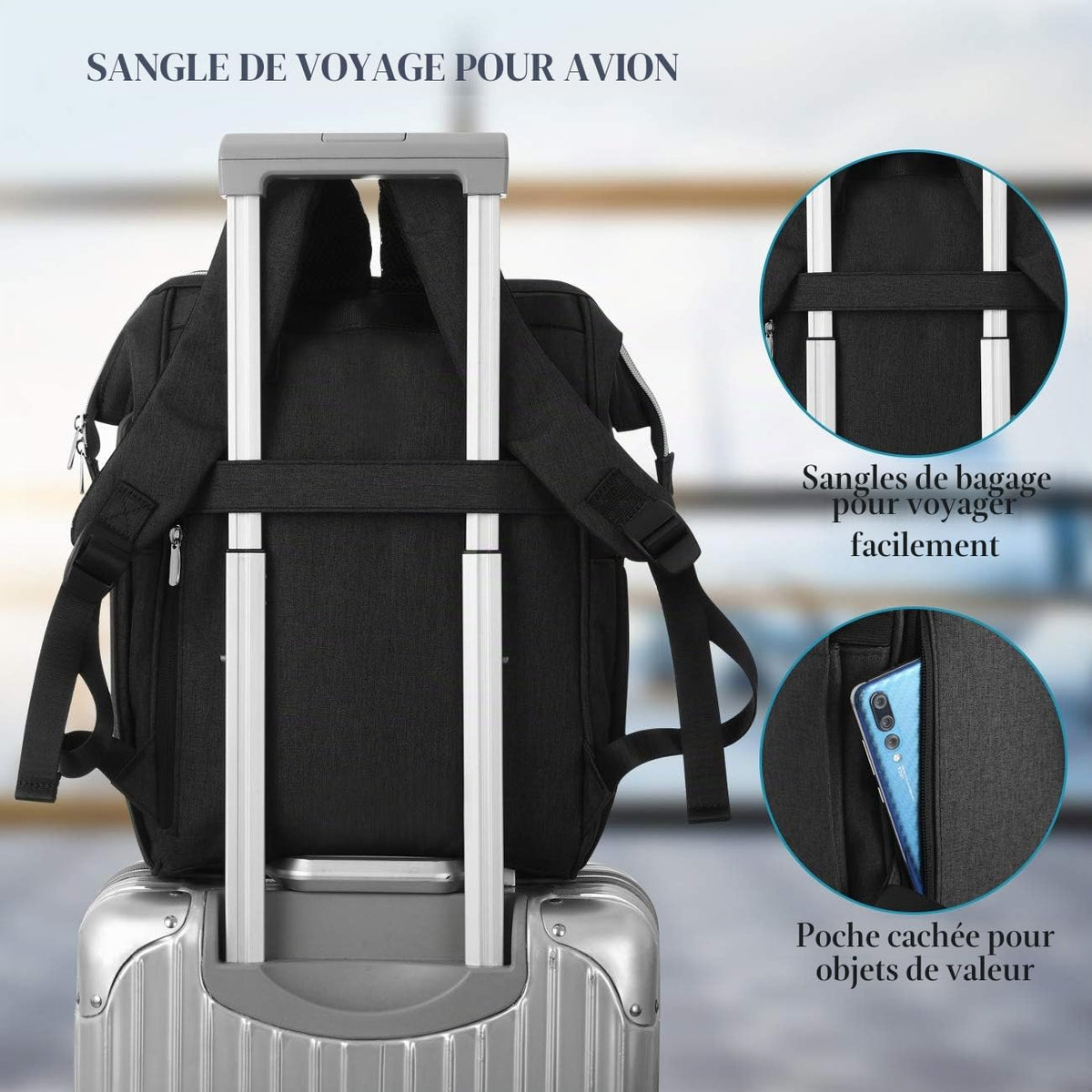 Sac à Dos Femme – Ordinateur Portable 15,6" & 17,3", Port USB, Poche RFID, Grande Capacité – École, Travail, Voyage