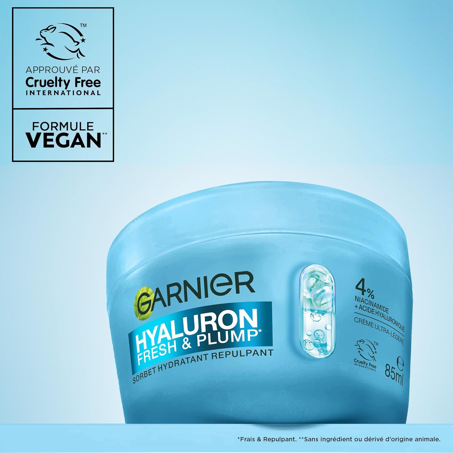 GARNIER SkinActive Hyaluron - Crème Sorbet Hydratante Repulpante Fresh & Plump 85ml - Acide Hyaluronique & Niacinamide