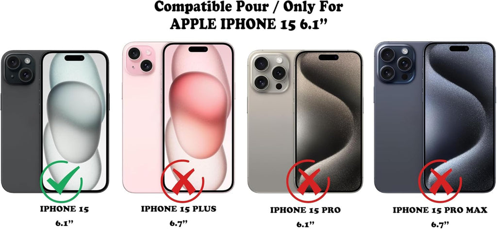 Tenphone Coque iPhone 15 (6,1") – TPU Souple Antichoc avec Protection Caméra