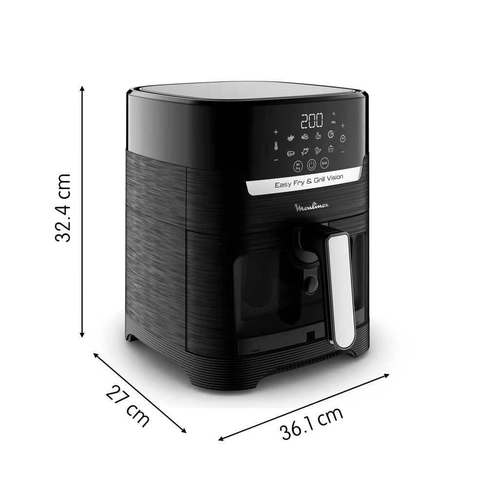 Moulinex Friteuse sans huile + Gril, Capacité XL 4,6L, Jusqu'à 6 personnes, 8 Programmes automatiques, Air Fryer, Ecran tactile digital, Température réglable, Easy Fry & Grill 2en1, EZ505810