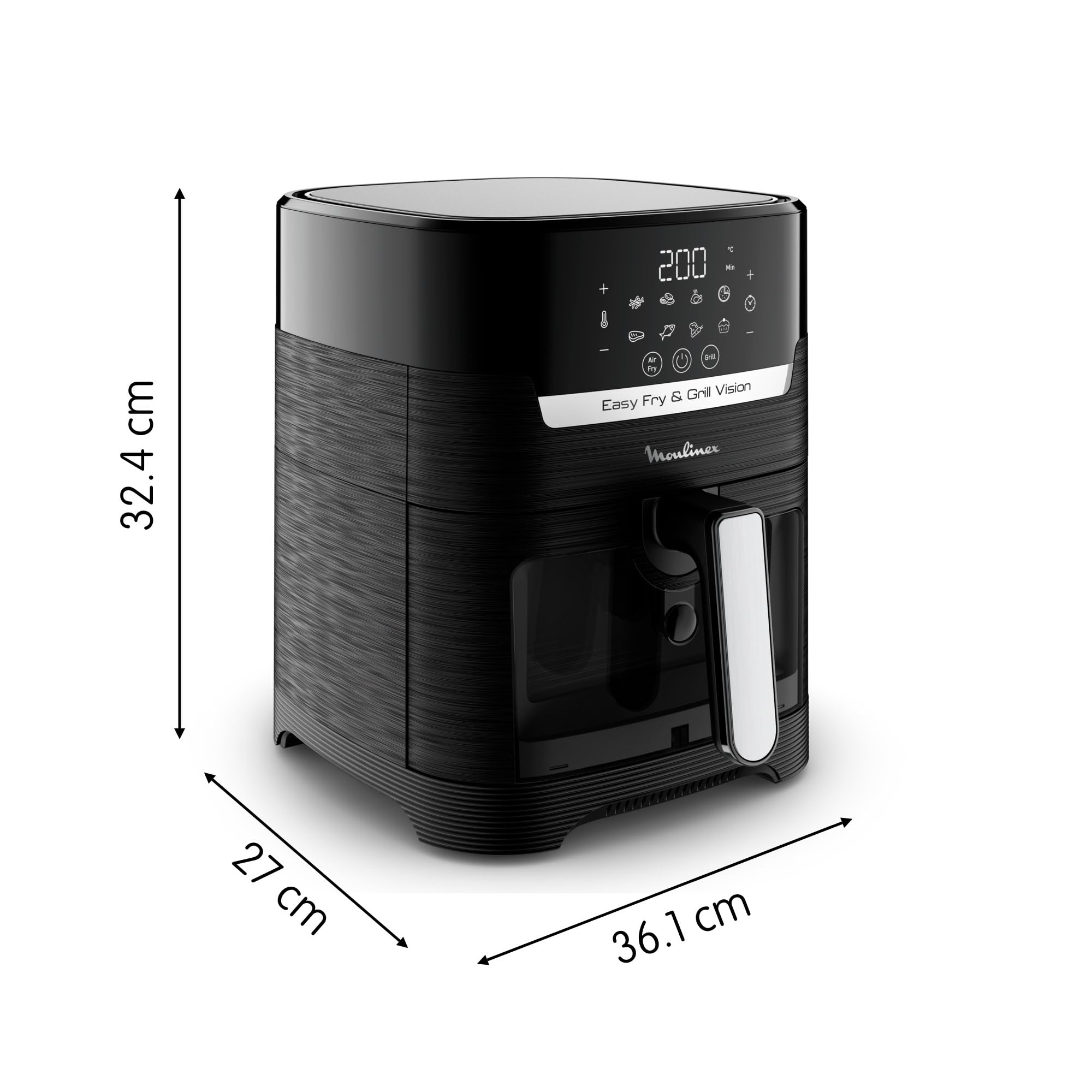 Moulinex Friteuse sans huile + Gril, Capacité XL 4,6L, Jusqu'à 6 personnes, 8 Programmes automatiques, Air Fryer, Ecran tactile digital, Température réglable, Easy Fry & Grill 2en1, EZ505810