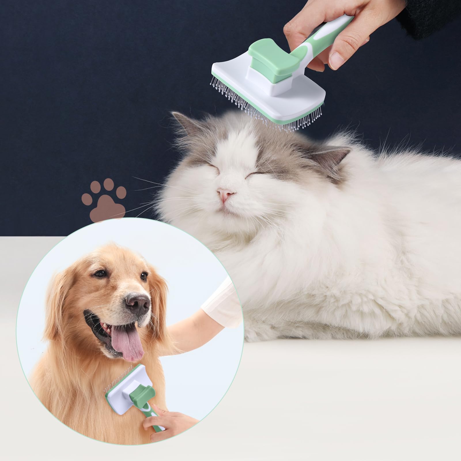 Brosse Autonettoyante Vinabo Chien & Chat – Poils Longs & Courts, Démêlané Doux