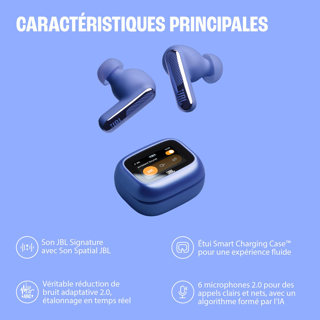 JBL Live Beam 4 – Écouteurs True Wireless ANC Adaptatif, 48h, IP55, Smart Charging Case