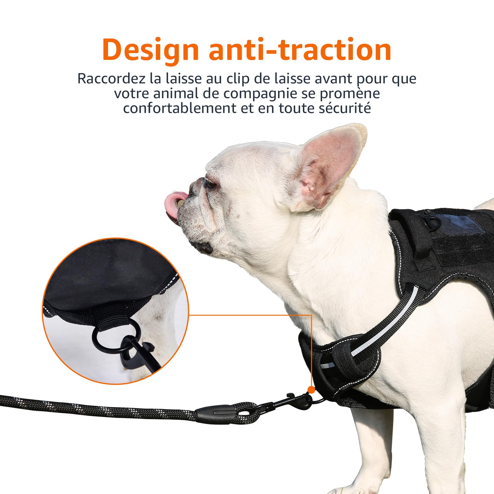 Harnais Chien Sans Traction Réglable & Rembourré – Bandes Réfléchissantes | Amazon Basics