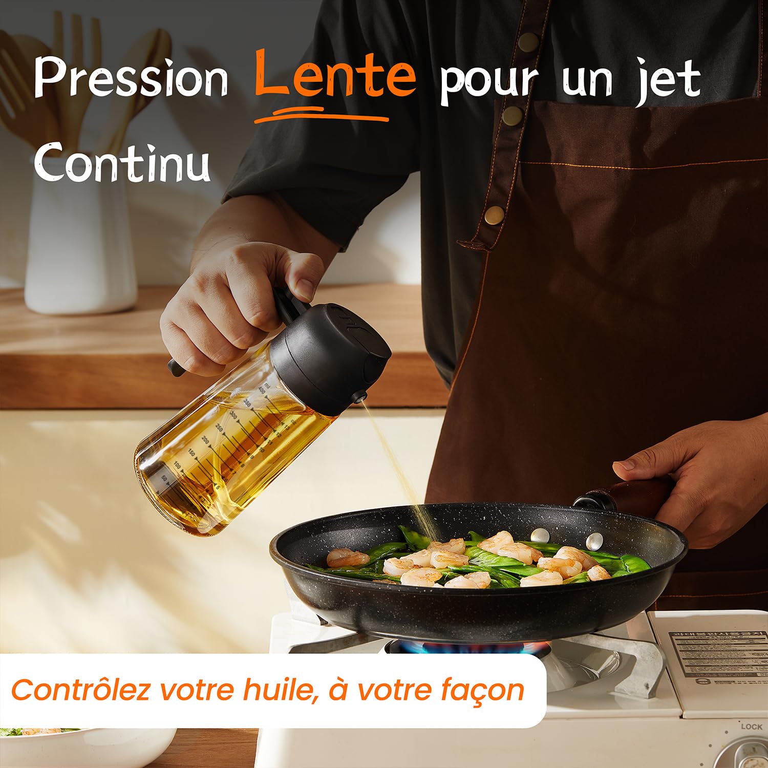 TrendPlain Vaporisateur Huile Cuisine 470ml – Spray 2-en-1 Air Fryer, Salades & Cuisson (Noir)