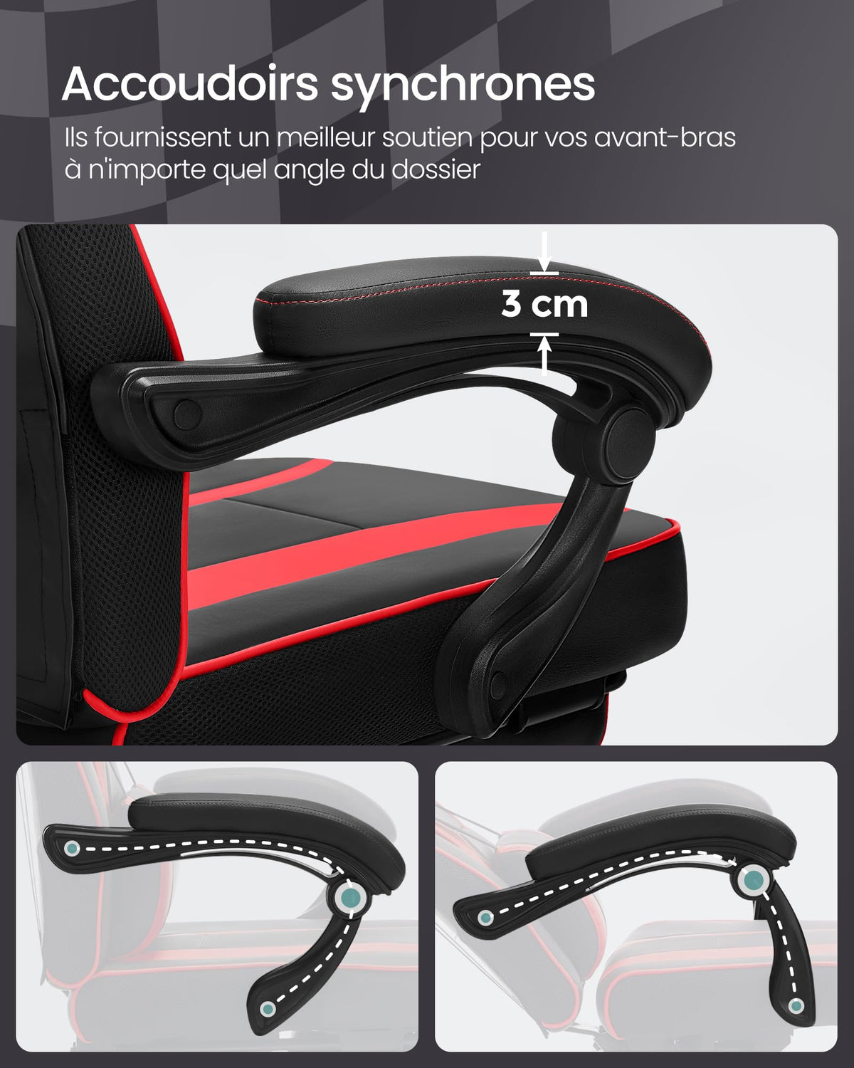 SONGMICS Fauteuil de Bureau Gaming OBG073B03 – Ergonomique, Repose-pieds, Appui-tête, 150 kg