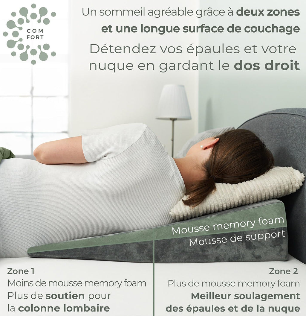 Well B4 Coussin cale pour lit et canapé, cale de Matelas, Reflux [avec 2 Zones de Couchage], de Lecture pour rehausser Le Sommeil comme tête, rehausseur de lit, de Soutien